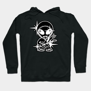 Rockstar Space Alien Musician - Black-White Version Hoodie